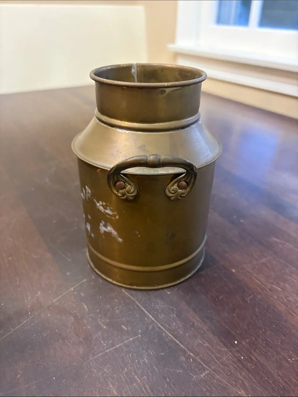 Brass-Tone Decorative Milk Can Vase